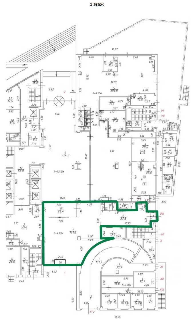 Планировка офиса 2367.3 м², 1 этаж, Бизнес-центр «Дельта Плаза»